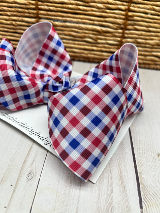 Patrotic Gingham Boutique Bow