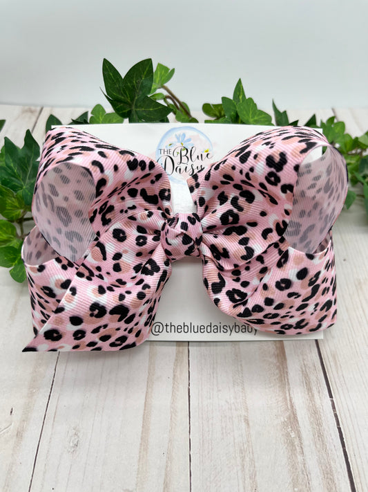 Pink Leopard Boutique Bow