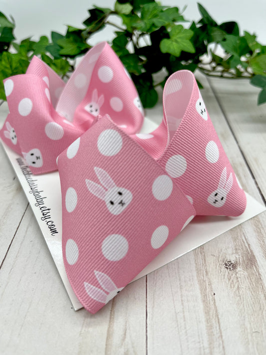 Pink Polka Dot Bunny Boutique Bow