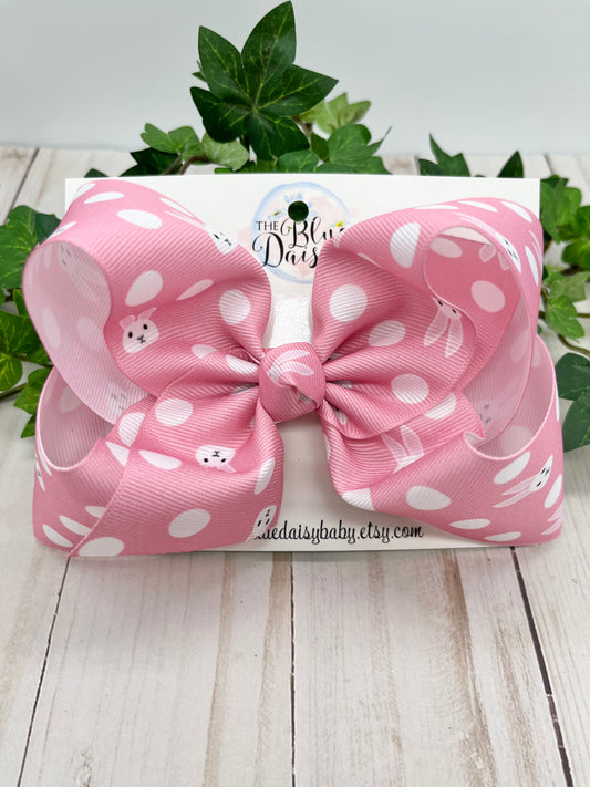 Pink Polka Dot Bunny Boutique Bow